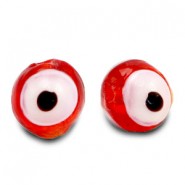 Evil Eye glaskraal 8mm Oranje rood